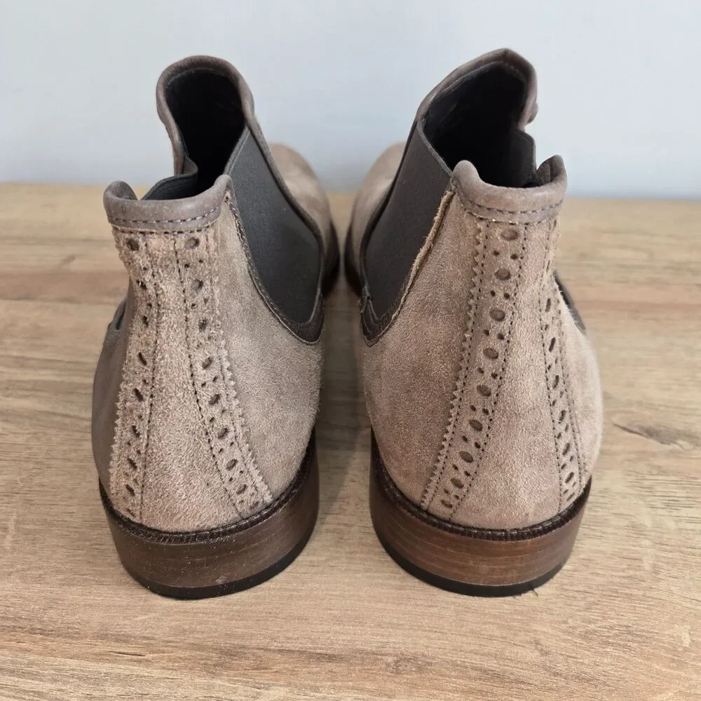 Johnston & Murphy Collection Hartley Chelsea Boots Suede Mens Sz 10M Taupe Brown